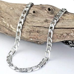 Men's Cuban Figaro Stainless Steel Chain Necklace and Bracelet Set of 2